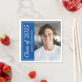 Klass av 2025 Royal Blue Studentfest Photo Pappersservett