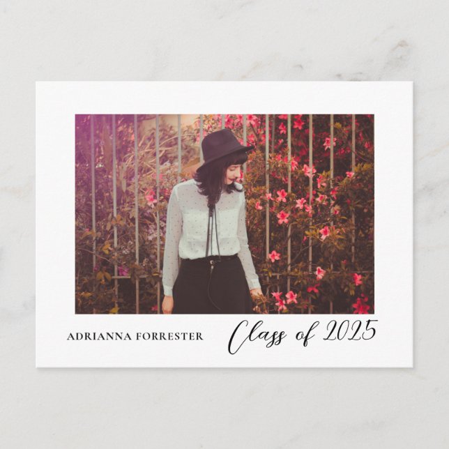 Klass av 2025-skriptfotoEleganten Student Inbjudan Vykort (Framsida)