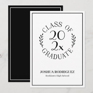 Klass av 2025 Student Black White Typography Meddelande