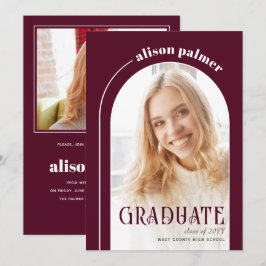 Klass av 2025 STUDENT-burgundfoto Inbjudningar