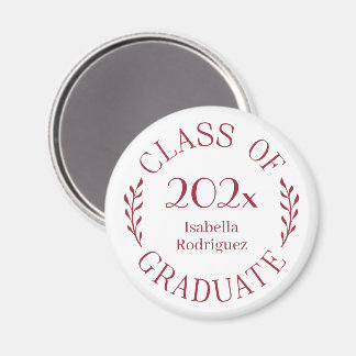 Klass av 2025 Student Burgundy Typografi Magnet
