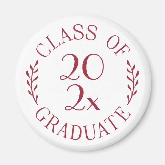 Klass av 2025 Student Chic Burgundy Typografi Magnet (Framsidan)