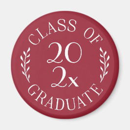 Klass av 2025 Student Chic Typography Burgundy Magnet