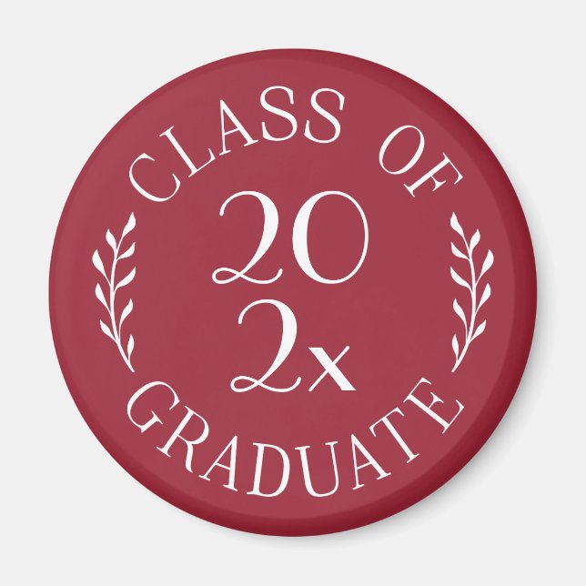 Klass av 2025 Student Chic Typography Burgundy Magnet (Framsidan)
