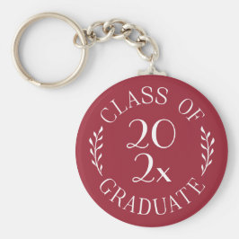 Klass av 2025 Student Chic Typography Burgundy Nyckelring