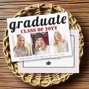 Klass av 2025 student rött typografi inbjudningar