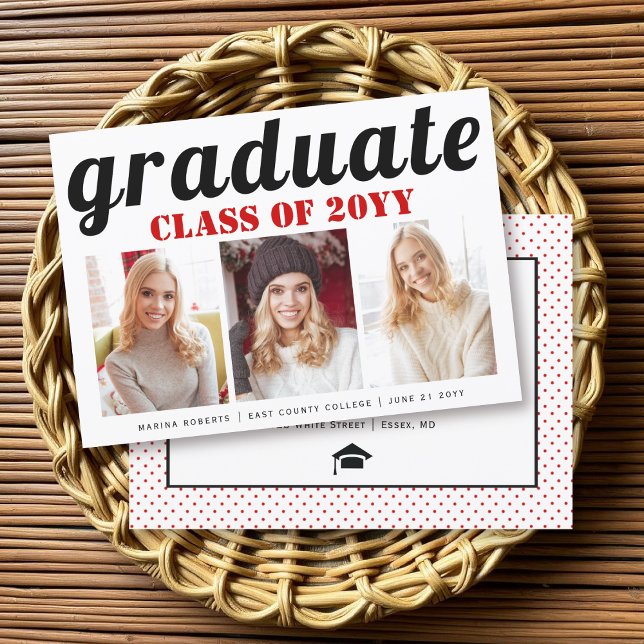 Klass av 2025 student rött typografi inbjudningar (Skapare uppladdad)
