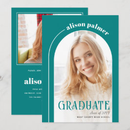 Klass av 2025 STUDENT-tealblått foto Inbjudningar