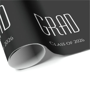 Klass av 2025 Studenten Simple Black White Presentpapper