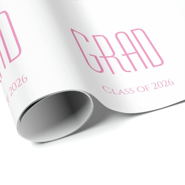 Klass av 2025 Studenten Simple Rosa Typography Presentpapper (Rullad Hörn)