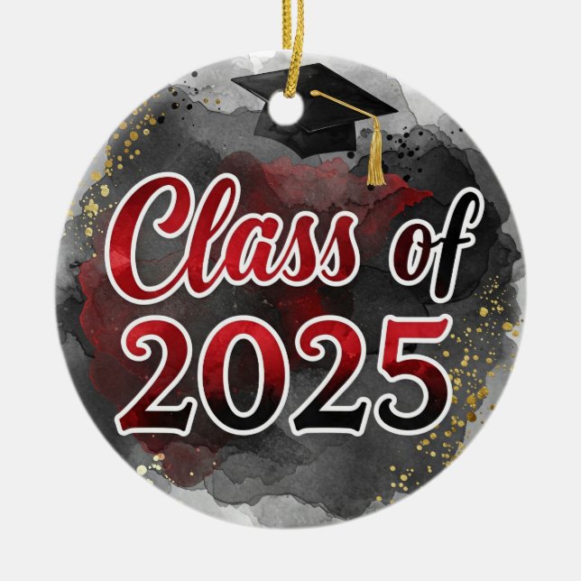 Klass av 2025 svart och röd ornament (Framsidan)
