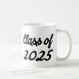 Klass av 2025 svart skript studenten kaffemugg