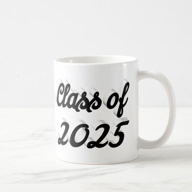Klass av 2025 svart skript studenten kaffemugg (Höger)