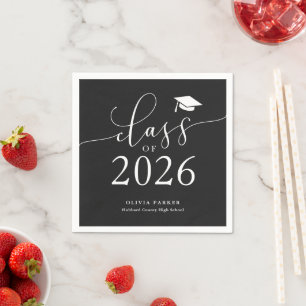 Klass av 2025 svart Studentfest Pappersservett