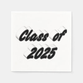 Klass av 2025 svart typografi studenten pappersservett