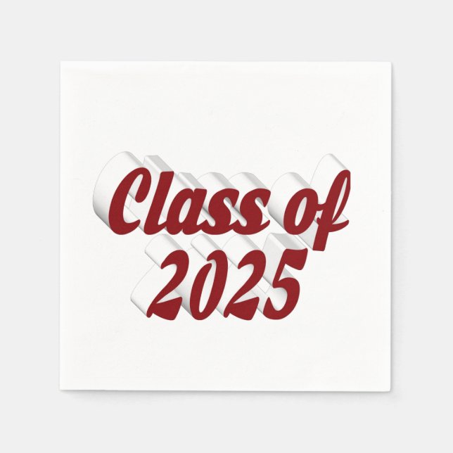 Klass av 2025-text i studenten pappersservett (Framsidan)