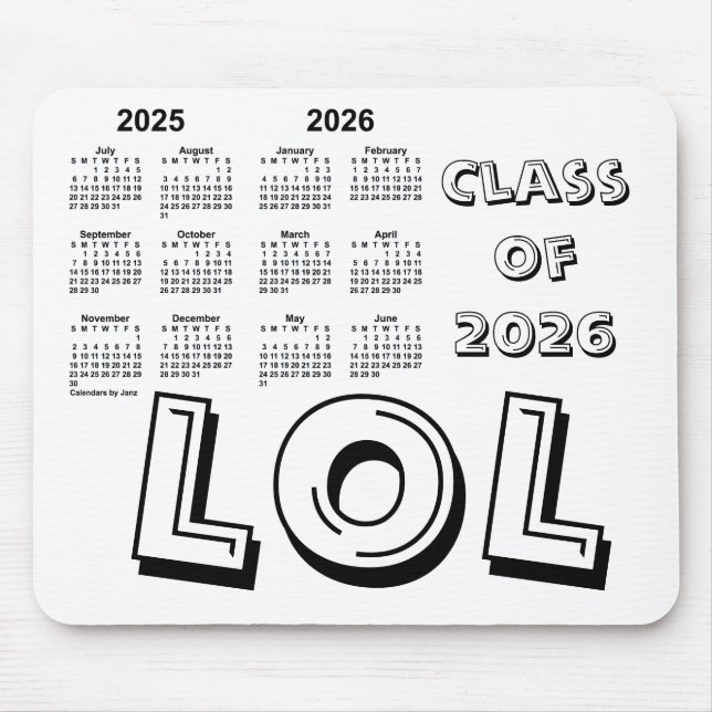 Klass av 2026 års skolårskalender från Janz White Musmatta (Framsidan)