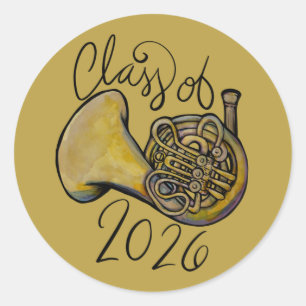 Klass av 2026 Fransk Horn Band Class Music Runt Klistermärke