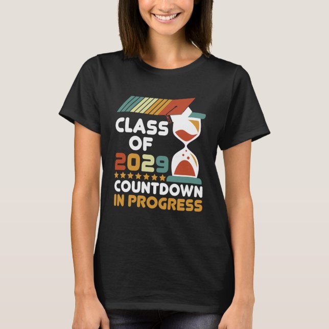 Klass av 2029 års nedräkning i Progress School Gra T Shirt (Framsida)
