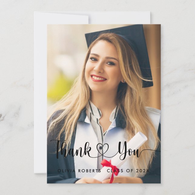 Klass av 202X Studenten-foto Tack Kort (Framsida)