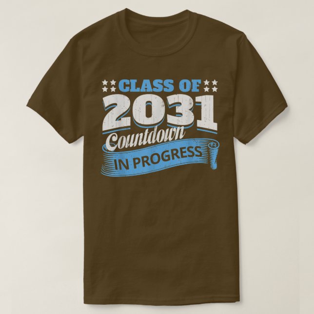 Klass av 2031 Countdown Funny Student Student Gra T Shirt (Design framsida)
