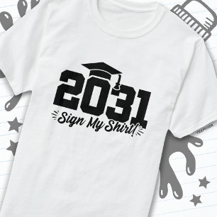 Klass av 2031 Studenten-tecken Min Shirt Senior 20 T