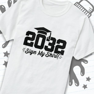 Klass av 2032 Studenten, undertecknad av Min Shirt T