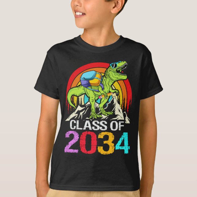Klass av 2034 års tillväxt med Me Dinosaur back to T Shirt (Framsida)