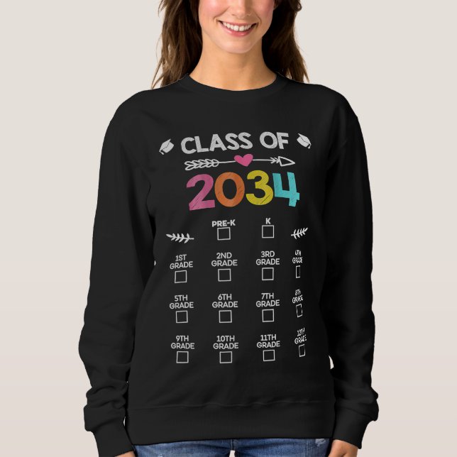 Klass av 2034 års tillväxt med mina handavtryck t shirt (Framsida)