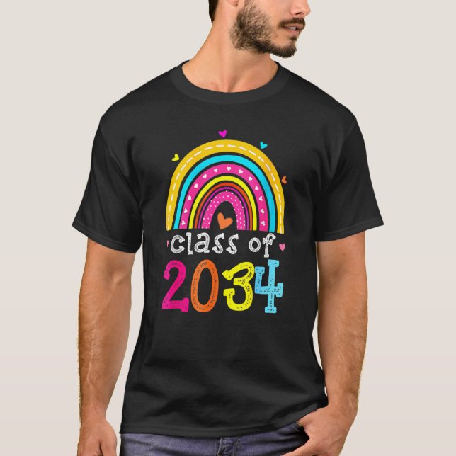 Klass av 2034 Regnbåge före K Student Preschool Gr T Shirt (Framsida)
