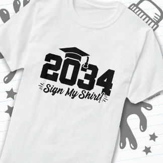 Klass av 2034 Studenten, undertecknad av min Shirt T