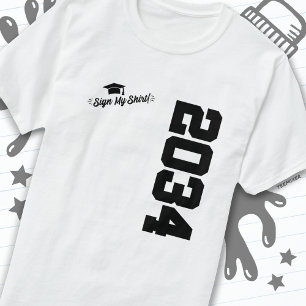 Klass av 2034 Studenten, undertecknad av min Shirt T