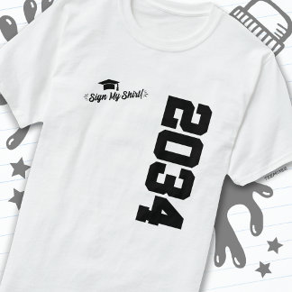 Klass av 2034 Studenten, undertecknad av min Shirt T
