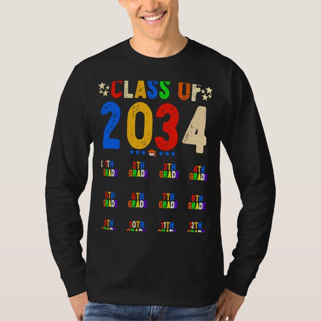 Klass av 2034 Växt med mig handutskrift K 12:e Gra T Shirt (Framsida)