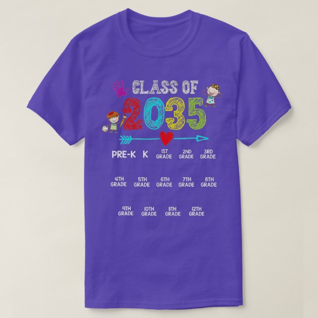 Klass av 2035 års tillväxt med min handavtryck Pre T Shirt (Design framsida)