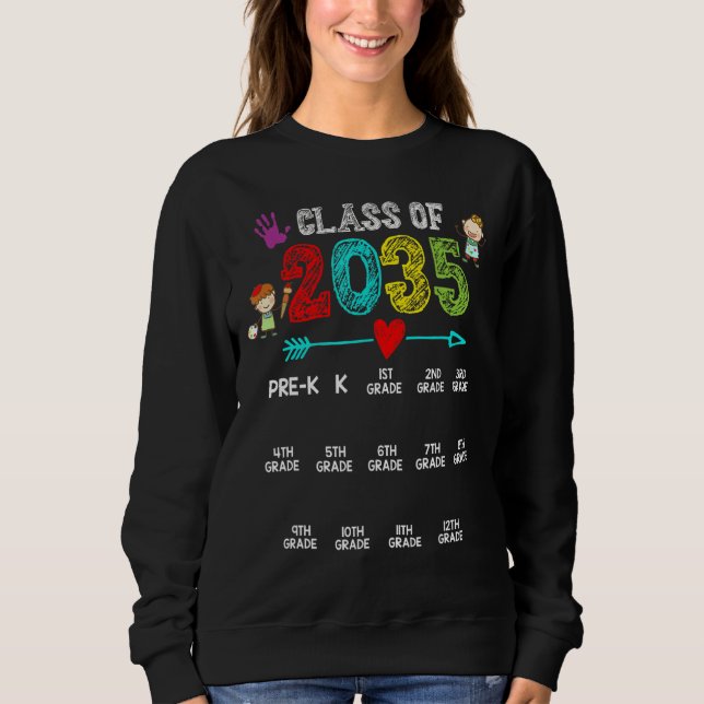 Klass av 2035 års tillväxt med mina handavtryck fö t shirt (Framsida)
