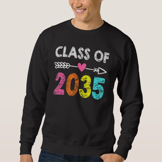 Klass av 2035 Kindergarten Pre-k Grow med Me Grad Lång Ärmad Tröja (Framsida)
