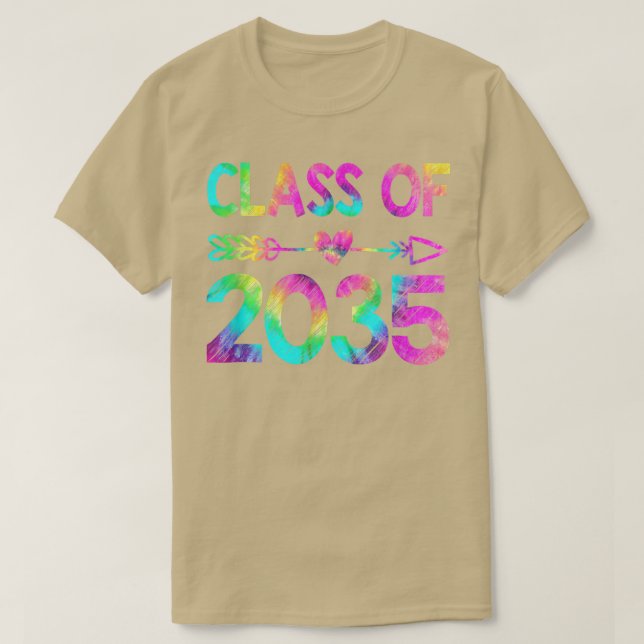 Klass av 2035 Kindergarten Tie Dye Grow med me Gr T Shirt (Design framsida)