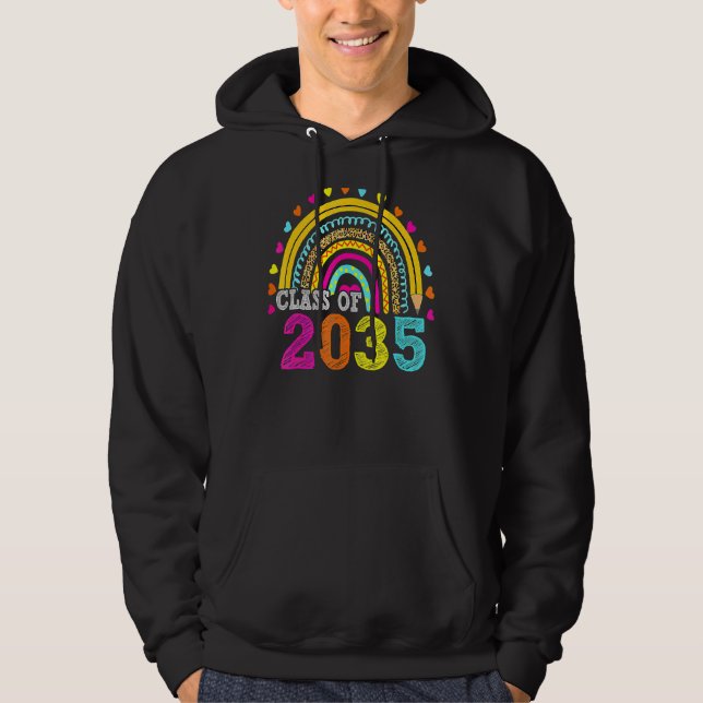 Klass av 2035 Regnbågstillväxt med mig första dage Hoodie (Framsida)