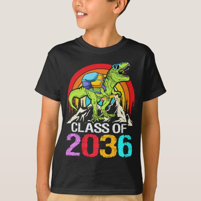 Klass av 2036 års tillväxt med Me Dinosaur Back to T Shirt (Framsida)