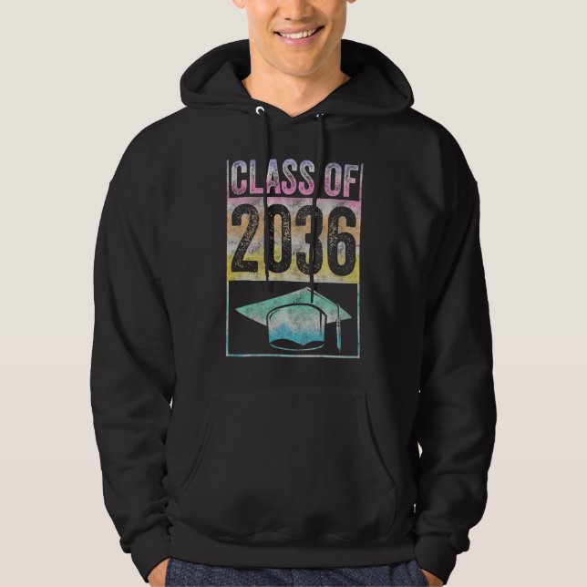 Klass av 2036 års tillväxt med mig Studenten först Hoodie (Framsida)