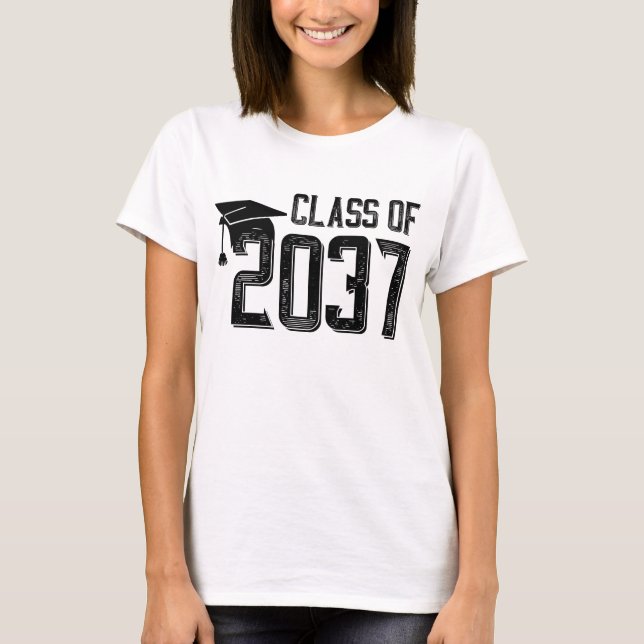 Klass av 2037-tillväxt med mitt handavtrycksutrymm t shirt (Framsida)