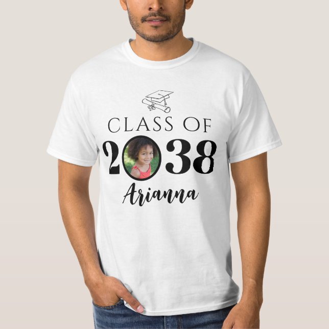 Klass av 2038 Anpassat namn och foto-keepsaki T Shirt (Framsida)