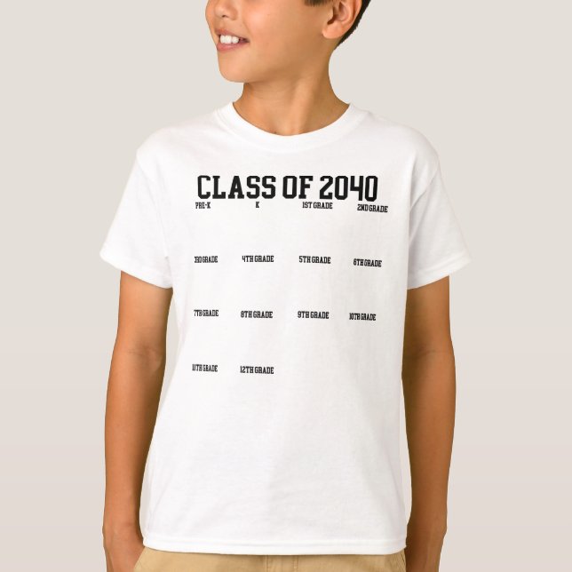Klass av 2040 Grow med mig Handprint Studenten T Shirt (Framsida)