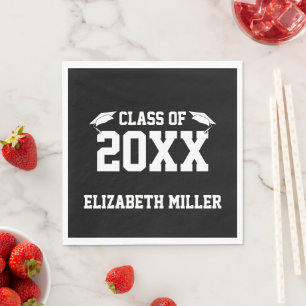 Klass av 20xx Black and White Grad Namn Studenten Pappersservett