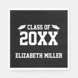 Klass av 20xx Black and White Grad Namn Studenten Pappersservett
