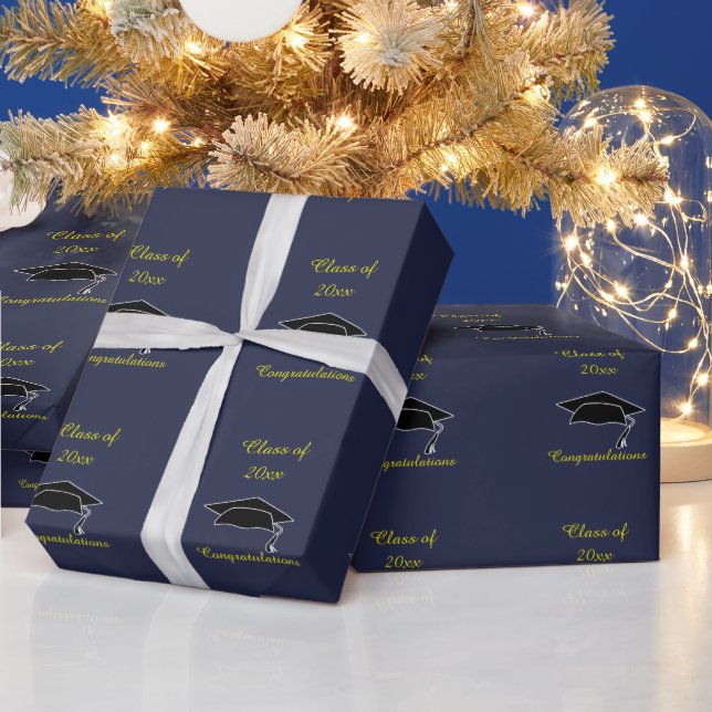 Klass av 20xx Blue Guld Studenten Gift Wrap Presentpapper (Helgdagar)