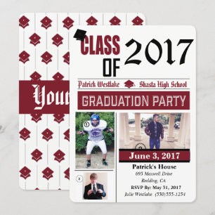 Klass av 20XX Grad Party-inbjudningar - burgandy Inbjudningar