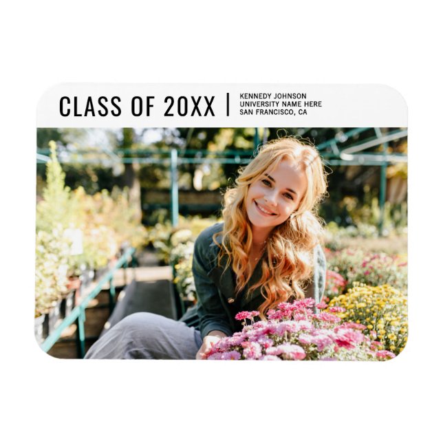 Klass av 20XX Modern Minimalistiskt foto Studenten Magnet (Horisontell)