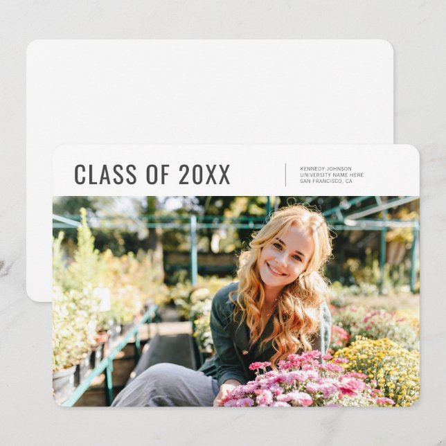 Klass av 20XX Modern Minimalistiskt foto Studenten Meddelande (Fram/baksida)